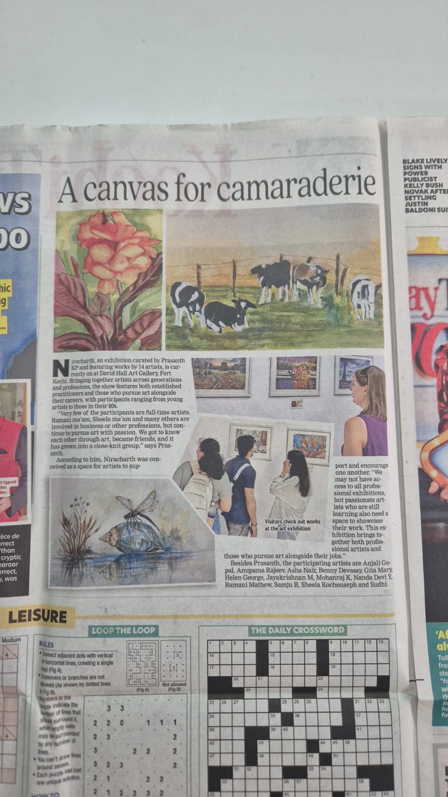 Newspaper feature on Niracharth, an exhibition at David Hall, Fort Kochi