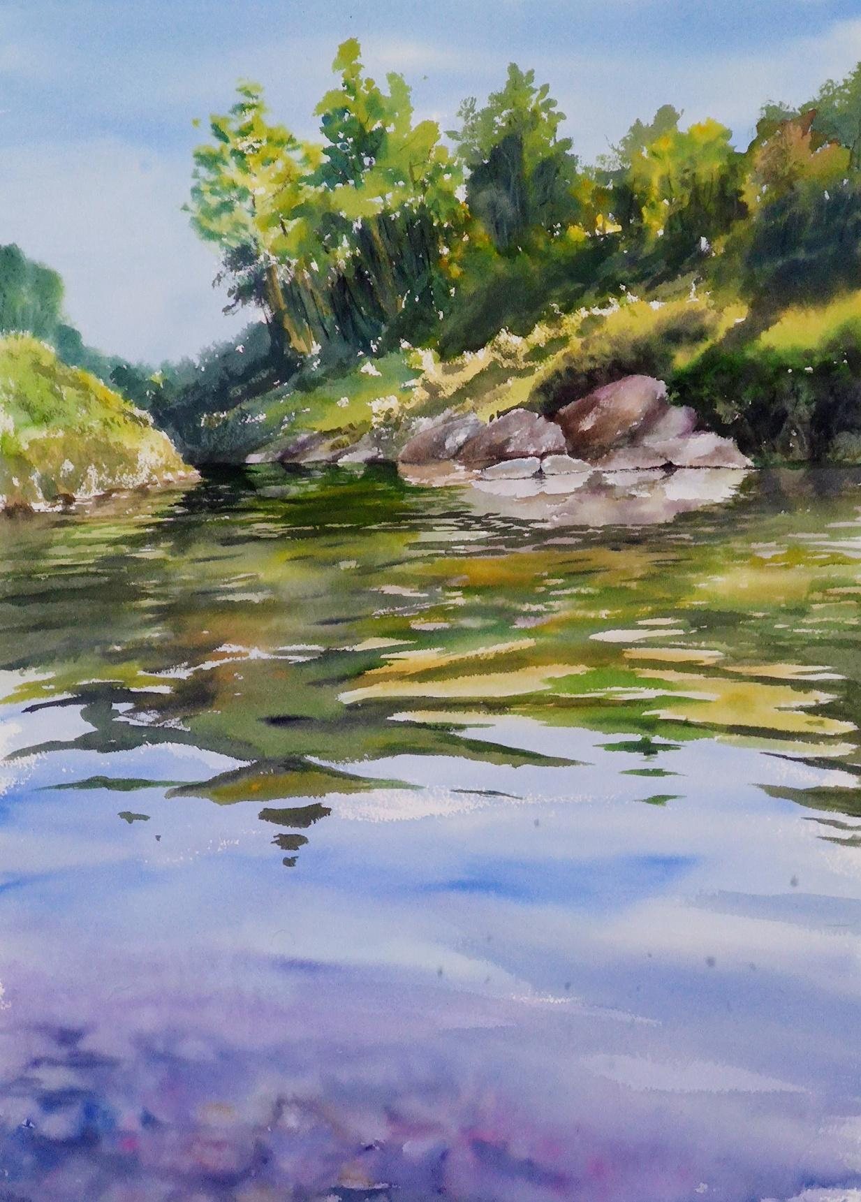 Reflections, a watercolour study of light on water